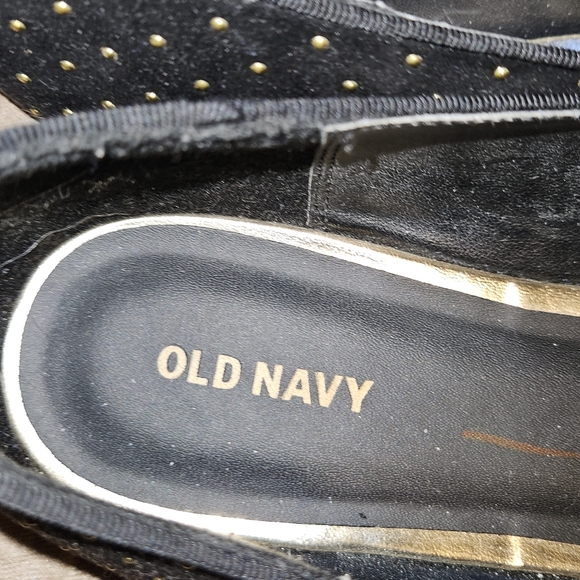 Old Navy gold studded black loafers. - Picture 2 of 7